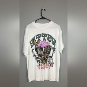 White Graphic Women's T-Shirt with Green and Pink Accents